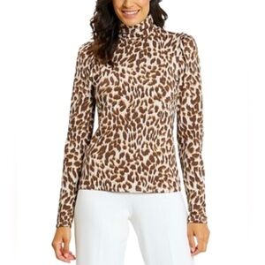 Jude Connally Rae NWT XS Leopard Print Turtleneck Top